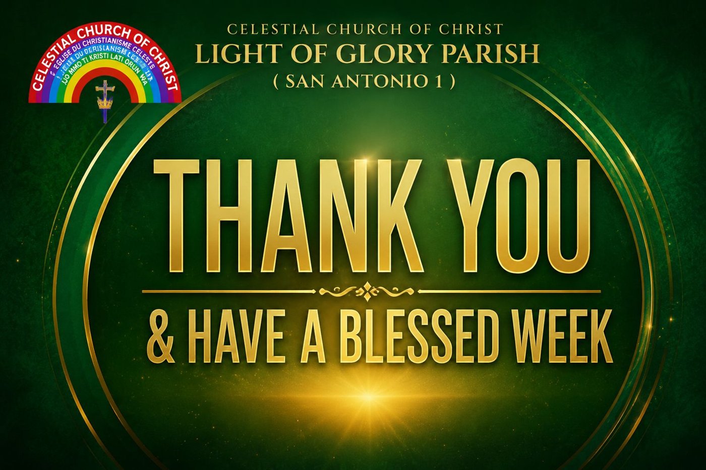 Parish slide reading Thank you and have a blessed week