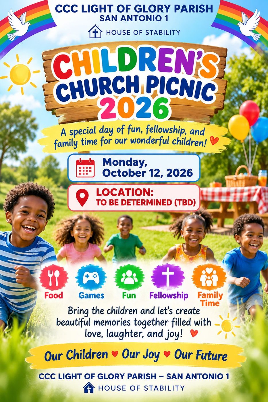 Flyer for the Children's Church Picnic 2026